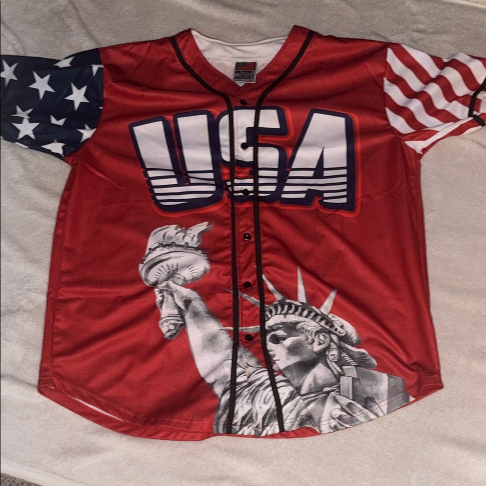 Red and Blue Patriotic Jersey with USA Design